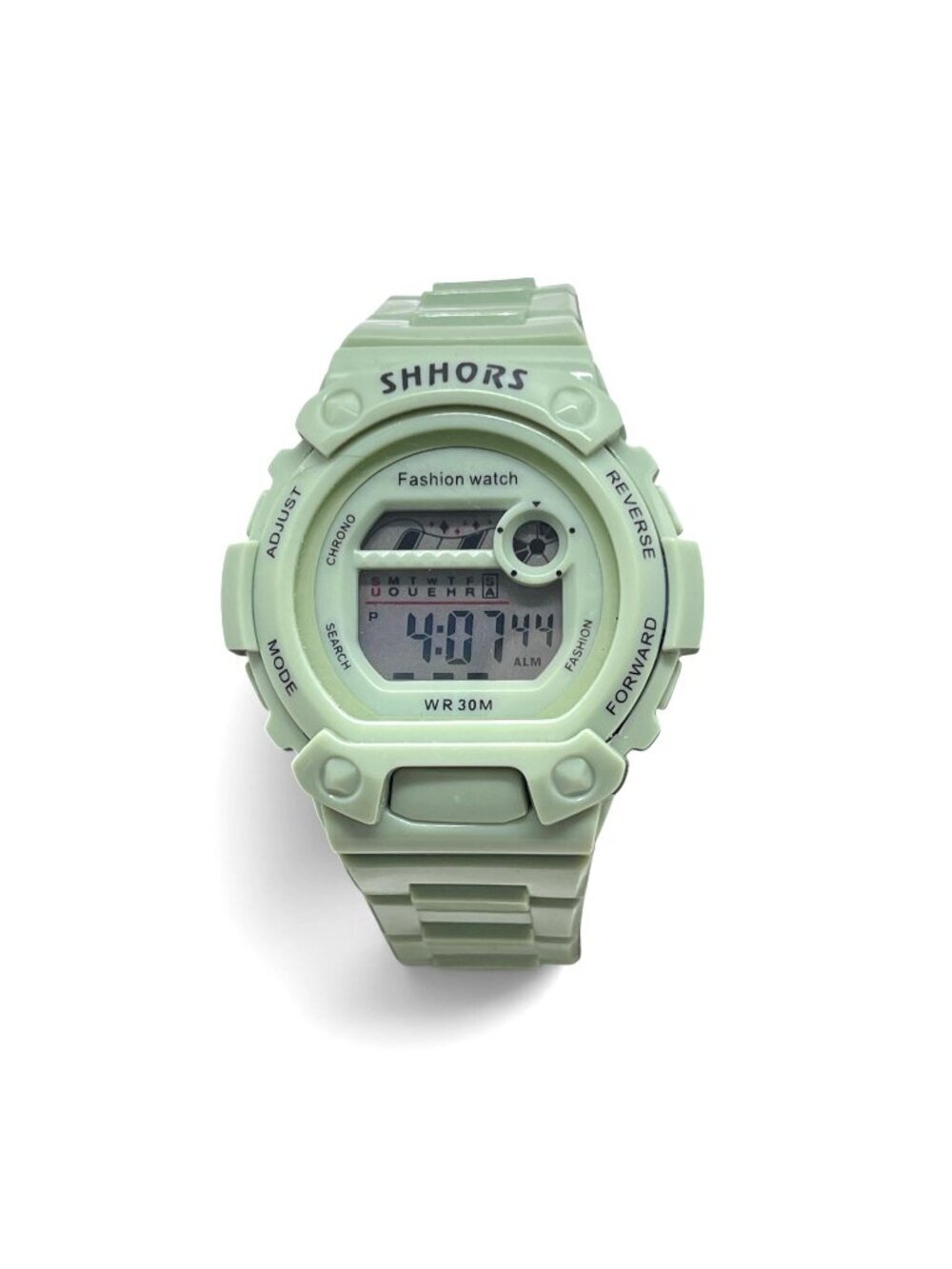 Shhors Digital Water-Resistant Retro Chunky Watch With Green Strap & Alarm 8.5"L